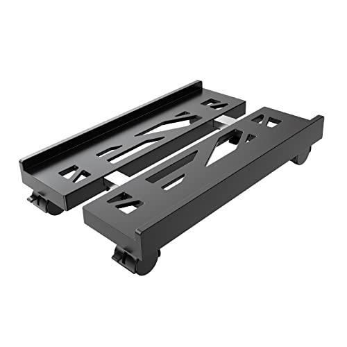 Adjustable Mobile CPU Stand, Ventilated Computer Tower Stand with 4 Caster Wheels Fits Most PC Tower, Under Desk CPU Holder PC Floor Cart Computer Riser for Gamers and Students (Black)