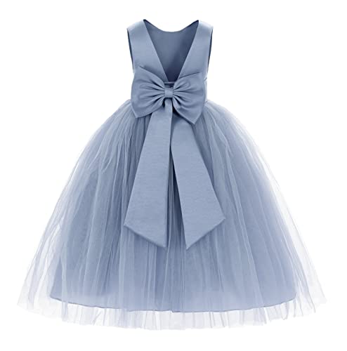 ekidsbridal V-Back Satin Flower Girl Dress Toddler Communion Gown Formal Dresses 219T 10