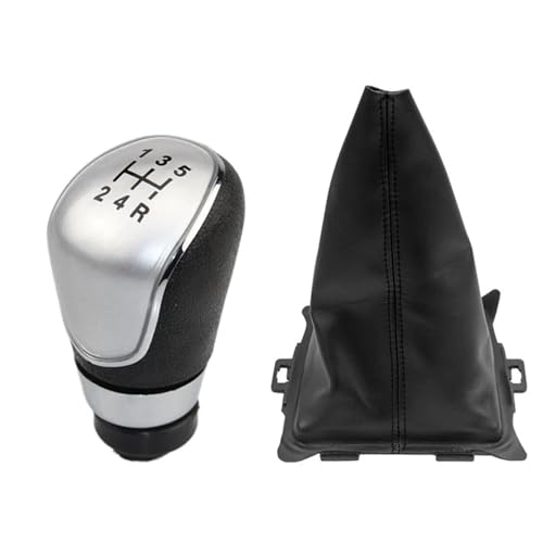 Gear Stick Knobs for Ford for Fiesta 2008 2009 2010 2011 2012 Car 5/6 Speed Manual Gear Shift Knob Gaiter Boot Cover Case Collar Styling Accessories(Sliver 5 Speed Boot)