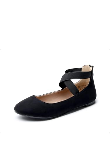 DREAM PAIRS Women's Comfortable Fashion Elastic Ankle Straps Flats Shoes,Size 9,Black,Sole_Stretchy