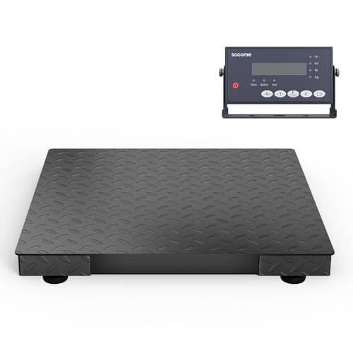 SOCOME 24"x24" Industrial Floor Scale, Precision Pallet Scale with Digital Indicator, Heavy Duty Weighing Scale for Floor Bench Office Weight Weighing, 2500 lb x 1 lb, Black