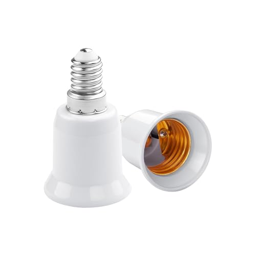 SinLoon 2 Pcs E14 to E27 Lamp Bulb Holder Adapter PBT Light Bulb Socket Extender Lamp Base Converter Adapter Light Fixtures Accessories