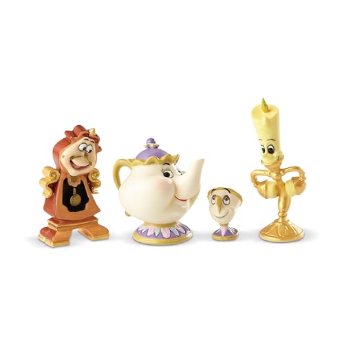 Enesco Disney Showcase Collection Tiny Beauty and The Beast Enchanted Objects Miniature Figurine Set- Set of 4 Resin Hand Crafted Painted Disney Mini Figurines Home Decor Statues, Various Size