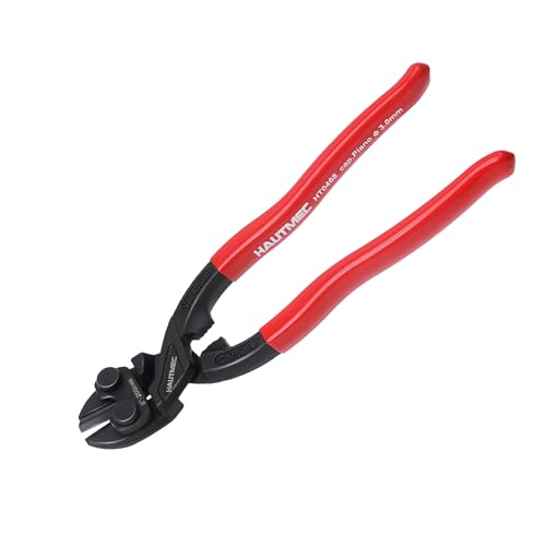 HAUTMEC 8 Inch Mini Bolt Cutters, High Leverage Diagonal Cutting Pliers with 20° Angled Head, CRV Steel Nail Puller Pliers Tool for Pulling or Cutting Nails, Small Bolts and Wires, HT0468