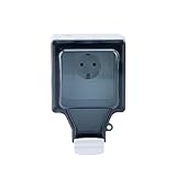 Waterproof Outdoor Wall Switch,Power Outlet Rated Voltage110V~ 250V 1 Gang Soc-ket (Size : 110-250V, Color : Israel 16A)