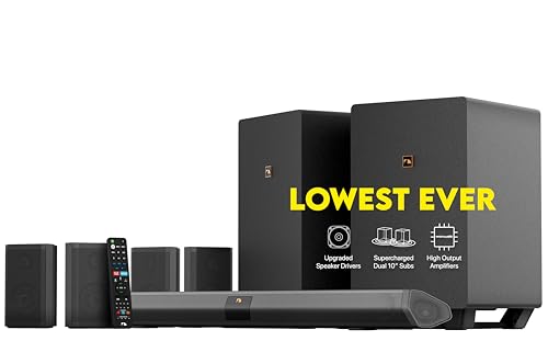 Nakamichi Shockwafe Ultra 9.2.4 Channel Dolby Atmos/DTS:X Soundbar with Dual 10" Subwoofers (Wireless), 4 Rear Surround Effects Speakers, eARC and SSE Max Technology (Flagship)