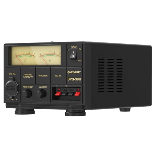 Universal Compact Bench Power Supply- 30 Amp Regulated Home Lab Benchtop AC-to-DC Converter 13.8 Volt/9-15Volt, Cooling Fan, Screw Type Terminals - Jesverty SPS-30II