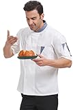 Nanxson Unisex Chef Coat Jacket Snap Long/Short Sleeve Chef Shirt Restaurant Kitchen Hotel Uniform CFM0089 Whiteshort L