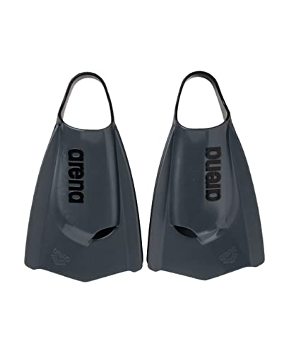 Arena Unisex Adult Powerfin Pro II Swim Training Fins Men and Women Silicone Short Blade Flippers Left/Right Customized, Black, Size 9.5-10.5