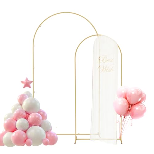 Babenest Gold Arch Backdrop Stand Set of 2, 6FT/7.2FT Metal Arch Wedding Stand, Balloon Arch Frame for Ceremony Birthday Party Bridal Baby Shower Banquet Decoration