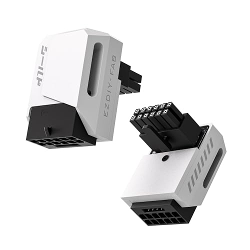 EZDIY-FAB PCIe 5.1 Adapter - 600W 12+4pin,16pin 12VHPWR GPU Power Connector,12V-2x6 GPU Adapter,90 Degree Right Angle - Compatible with RTX 3090Ti, 4070Ti, 4080, 4090 GPU - RVS Type, White, 1 Pack