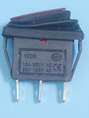 Emmui 15A 250V 20A 125V AC 3 pin 2 Position Waterproof Red Lighted Rocker Switch Used for Outdoor Work Equipment and Household appliances