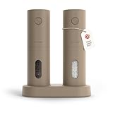 LARS NYSØM Electric Salt and Pepper Grinder Set I Automatic Salt and Pepper Mills with Adjustable Ceramic Grinder I USB Rechargeable Electric Spice Mill Set (Taupe Brown)