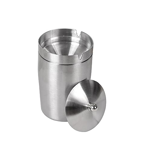 TSWEIHOME Car Ashtray With Lid Smell Proof,Stainless Steel Smokeless Ashtray For Car,Outdoor Small Windproof Ashtray With Lid,Portable Car Ashtrays For Cup Holder Smell Proof