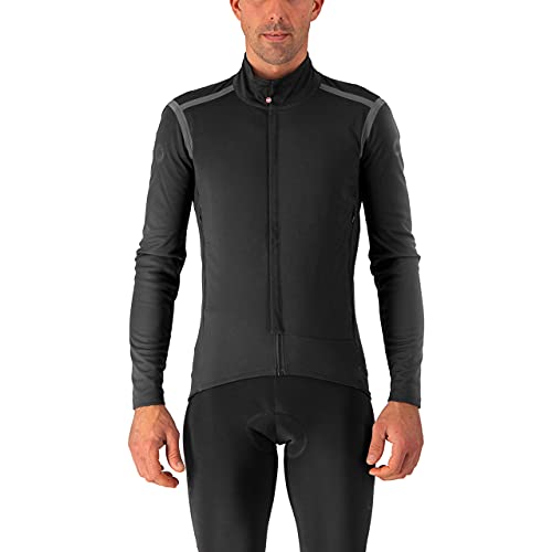 CASTELLI Men's Perfetto RoS Long Sleeve Jacket, Windproof, Water-Resistant Breathable Gabba, Road & Gravel Biking I Cycling - Black Out - Medium
