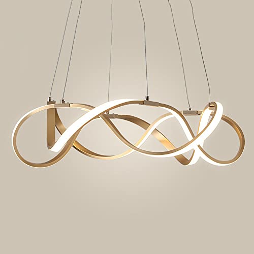 TSOAEKL Plafonnier En Spirale À Led - Lampe Suspendue À Ondulations Torsadées De Concepteur Créatif Moderne - Lustre Télécommandé À Intensité Variable Pour Éclairage De Suspension De Salon [Classe Éne