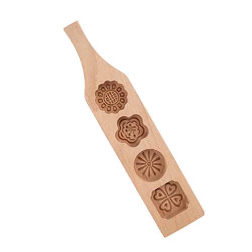 Wooden 4 Flower Pattern DIY Handmade Press Food Pastry Biscuit Cookie Pumpkin Pie Baking Tool for Home Bakery Dessert Shop(Pattern Two)