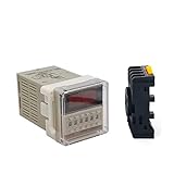 Clouism Time Relay DH48S-S 0.1S-99H Digital AC 110/220V DC 12/24V Repeat Cycle SPDT Programmable Timer Switch with Socket Din Rail(AC 110V)