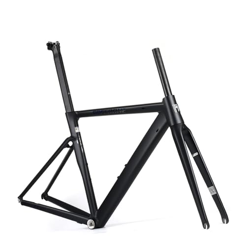 700C Road Bike Frameset 50cm 52cm Breaking Wind Racing Frame Aluminum Alloy Rim Brake Frame 100/135mm QR BSA BB68mm Carbon Fibre Rigid Fork Internal Routing(Matte Black,50cm)