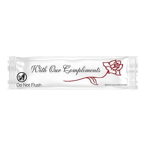 Diamond Wipes Pre-moistened Hand Wipes - “With Our Compliments” Logo 10x8” Extra Thick Lemon-Scented Pack of 50 Individually Wrapped Wet Wipes