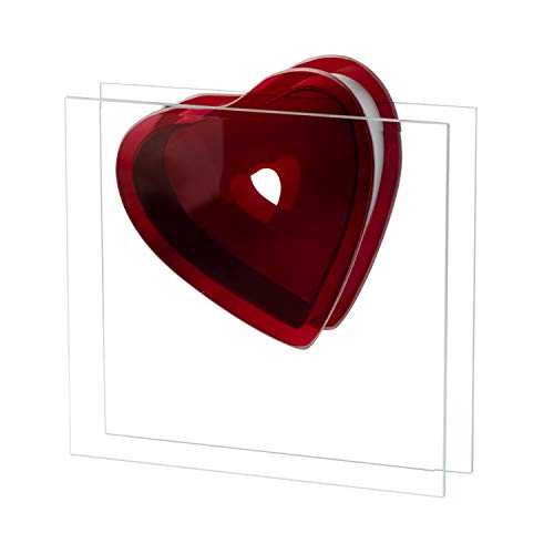 Royal Imports Flower Glass Red Heart Love Vase - Decorative Centerpiece Accent for Home Decor Living Room, Valentine's Day, Mothers Day, Shelf, Table, Entryway, Wedding