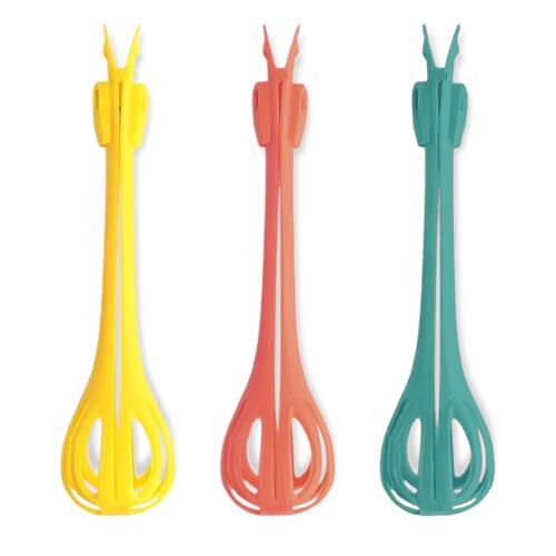 Wshxjzyay 3 Pack Multifunctional Egg Beater, 2 in 1 Food Clip Handheld Egg Whisk Blender Bread Clip for Cooking Salad Mixer and Food Clip, Household Kitchen Tool