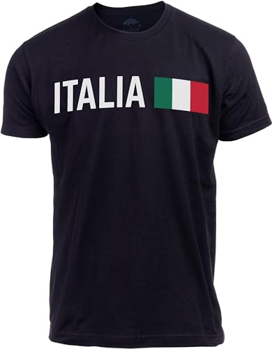 Ann Arbor T-shirt Co. Italia (Black Version) Tee Shirt | Italian Pride Italiano T-Shirt for Men Women - (Adult,L)