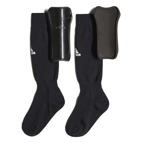 adidas Unisex-Child Performance Youth Sock Shin Guards, Black/White, Large