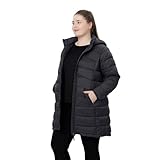 HHE Plus Size Women Packable Puffer Jacket 1X-6X Water-Resistant Lightweight Coat Detachable Hood(Exclusively for Plus Size)(Black,2X)