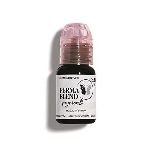 Perma Blend - Blackish Brown Tattoo Ink - Microblading Supplies for Eyebrow Tattoo or Eyeliner Permanent Makeup - Professional Tattoo Ink in Dark Blackish Brown - High Opacity - Vegan (0.5 oz)