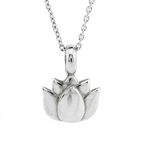 Sterling Silver Tiny Lotus Charm Necklace, 18"