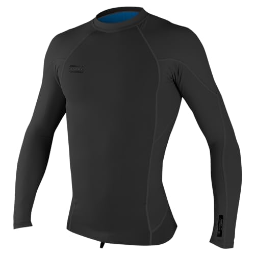 O'Neill Men's Hyperfreak 1mm Neoprene/Skins Long Sleeve Top, Black/Black, Large