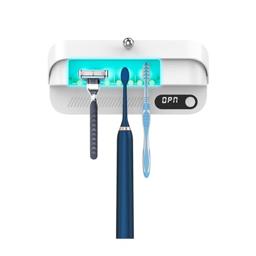 StarWin UV Toothbrush Sanitizer and Manual Razor Sterilizer, Fan Drying Function, Wall Mounted Toothbrush Cleaner Holder Suitable for Most Toothbrushes, No Drilling