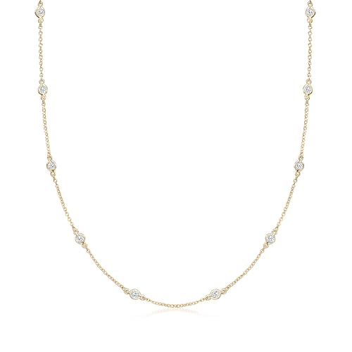 Ross-Simons 1.00 ct. t.w. Bezel-Set CZ Station Necklace in 18kt Gold Over Sterling. 16 inches