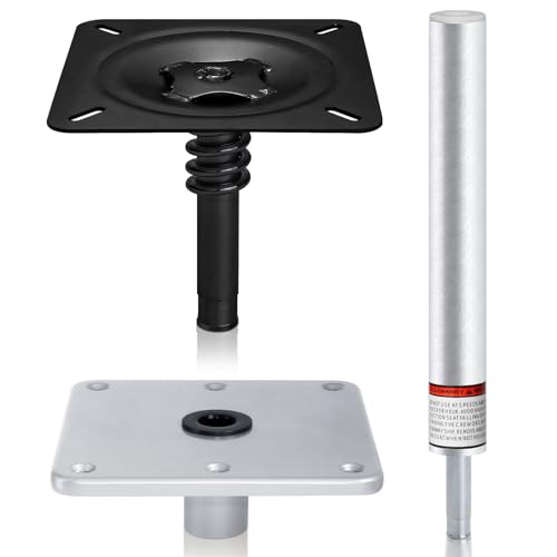 CLLOMAGY Boat Seat Pedestal Base Mount Kit Package with Lock in 3/4" Boat Seat Pin Post & 7" x 7" Marine Base Pedestal Plate & Mount for Marine Pontoon Fishing Bass