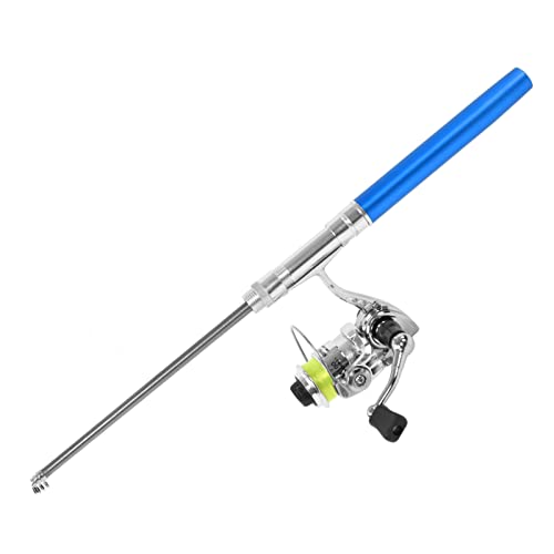 Pocket Fishing Rod with Reel, Mini Pen Fishing Pole and Reel Combos Retractable Ultra Light for Sea Fishing for Rock Fishing for River Fishing (Blue)