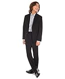 Calvin Klein Boys' 2-Piece Formal Suit Set, Includes Single Breasted Jacket & Straight Leg Dress Pants with Belt Loops & Functional Pockets, Black, 12