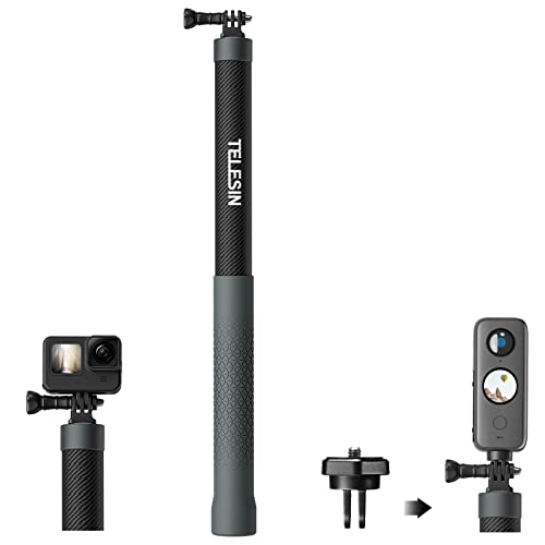 TELESIN G3 Selfie Stick Pole (118"/3M 100% Carbon Fiber), Invisible Light Waterproof Underwater Dive Monopod Extension Rod for GoPro 13 12 11 10 9 8, Insta360 X3 X4 Ace Pro, DJI Action 4 5 Pocket 3