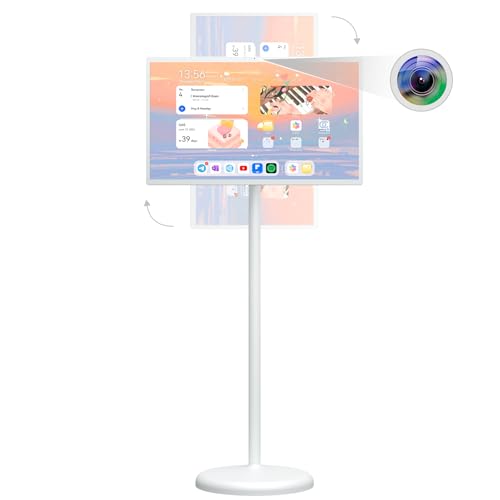 QIXZOCV 32 inch Smart Screen with Touch Display, Portable Android TV Monitor, FHD IPS Large Display, 8+128GB, Built-in 15000MAH Battery, Wireless Mirroring, Adjustable Movable Stand, for Home/Office