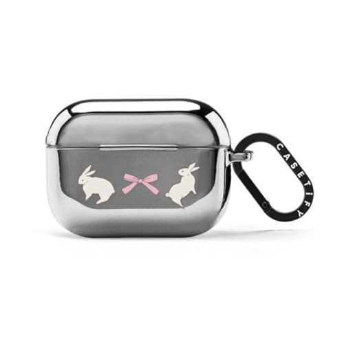 CASETiFY Mirror Airpods (1st/2nd Gen) Case with Ring - Rabbit Ribbon - Silver
