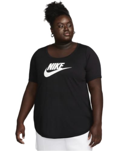 Nike Sportswear Women's Essential Plus Size Tunic Tee Shirt Green (US, Alpha, 1X, Plus, Regular, Black 010)