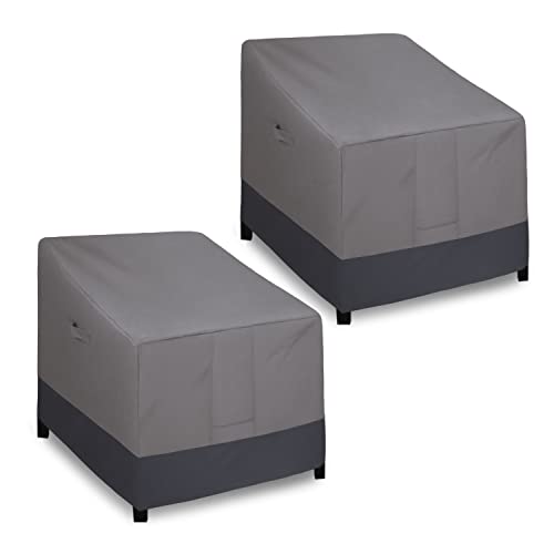Easy-Going Outdoor Chair Cover Waterproof, Heavy Duty Patio Chair Cover, Windproof Outdoor Furniture Cover with Air Vent (2 Pack-33.5Wx31.5Dx36H inch, Gray/Dark Gray)