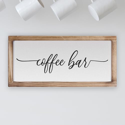 Coffee Bar Sign Decor 8x17 Inch, Coffee Sign, Coffee Decor for Coffee Bar Accessories, Coffee Table Decor, Coffee Wall Sign, Coffee Bar Sign White, Coffee Bar Decor Farmhouse Sign Bar Decor