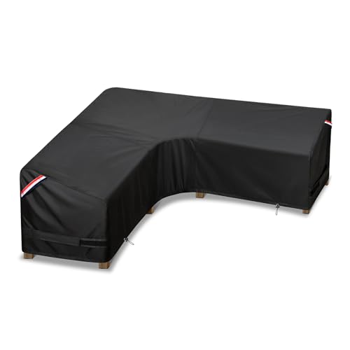 KylinLucky Patio Sectional Sofa Cover V-Shaped,85"X 85" Waterproof Outdoor Sectional Couch Covers Black