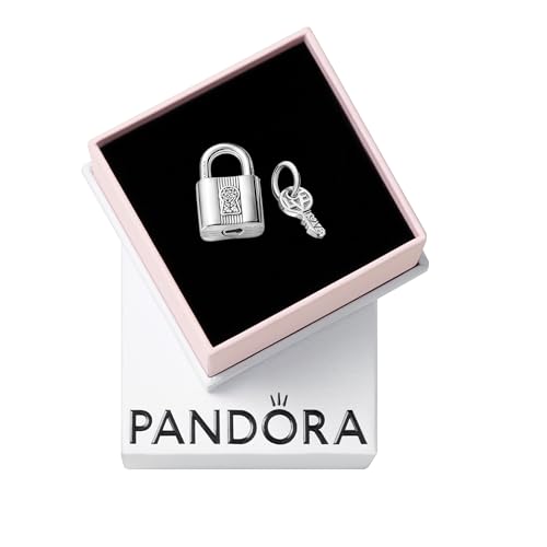 Pandora Padlock and Key Dangle Charm - Compatible Moments - Stunning Women's Jewelry - Gift for Her - Made with Sterling Silver & Cubic Zirconia - With Gift Box