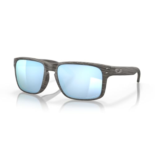 Oakley Holbrook OO9102 9102J9 55MM Woodgrain/Prizm Deep Water Polarized Square Sunglasses for Men + BUNDLE Accessory Leash Kit + BUNDLE with Designer iWear Eyewear Kit