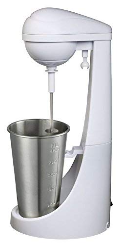 Ovente Vertical Drink Mixer and Milkshake Maker with 15.2 Ounce Stainless Steel Mixing Cup and 2 Variable Speed, Compact and Portable, Easy for Coffee Foamer, Protein Shakes and More, White (MS2070W)