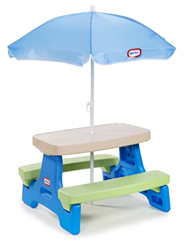 Little Tikes Easy Store Jr. Picnic Table with Umbrella - Blue / Green