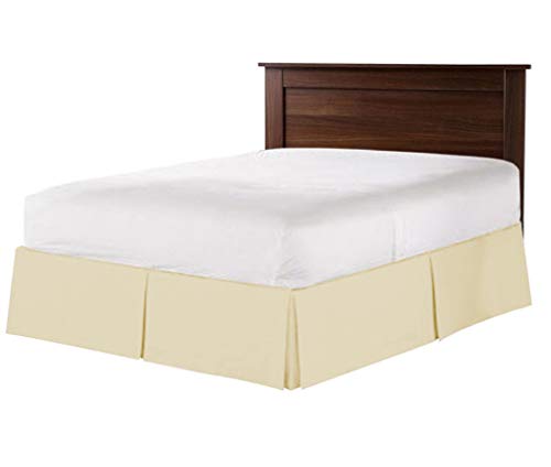 100% Cotton 800 Thread Count Box Pleated Bed Skirt - Luxury Pleated Dust Ruffle, Hotel Quality Modern Bed Skirt, Easy Fit with 15 Inch Tailored Drop, Queen, Ivory