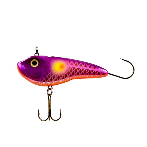 Lindy Glow Streak Hybrid Jig/Swimming Minnow Ice Fishing Lure for Walleye, Sunspot, 3 in